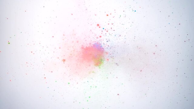 The bright colorful powder explosion. slow motion
