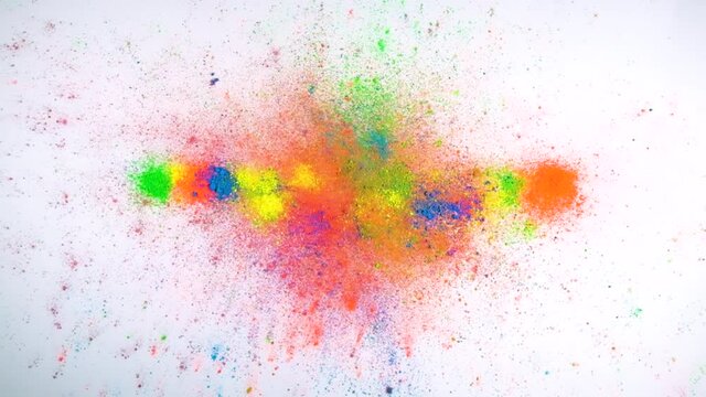 The colorful powder explosion. slow motion