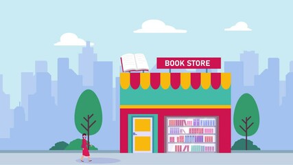 Little boy in mask asks his mother to a book store