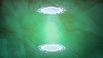Abstract 3D illustration - bright modern background of two ui circles, scientific teleport concept