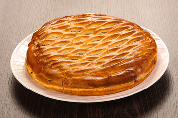 Tasty hot baked round pie