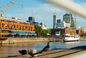 Fototapeten View of port and district Puerto Madero on shore of bay, Buenos Aires. Argentina, South America © JackF