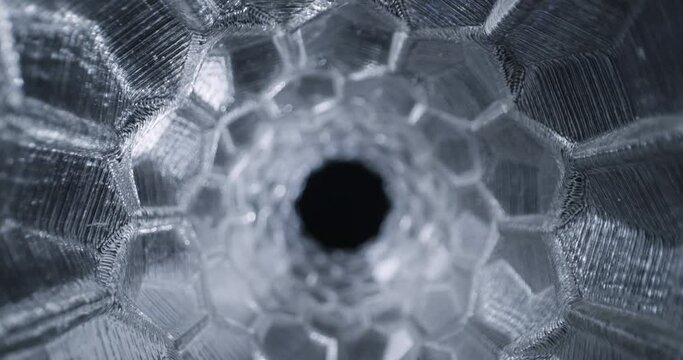 Futuristic Science Fiction corridor tunnel pipe portal with crystal honeycomb glass texture