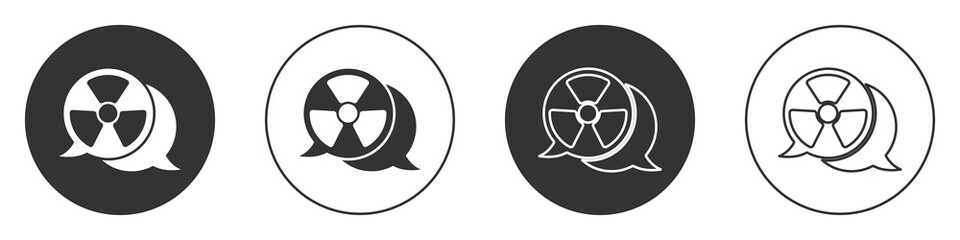 Black Radioactive icon isolated on white background. Radioactive toxic symbol. Radiation Hazard sign. Circle button. Vector