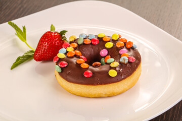 Glaze cundy donut with chocolate