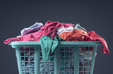 Full laundry basket with clean clothes