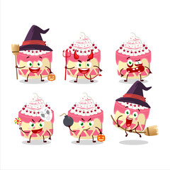 Halloween expression emoticons with cartoon character of sweety cake cherry
