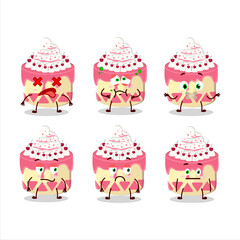 Sweety cake cherry cartoon character with nope expression