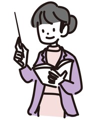 女性の先生のシンプルなイラスト