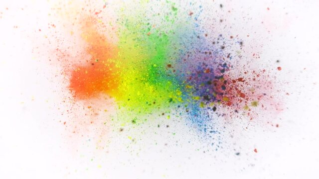 The explosion of colored particles. slow motion
