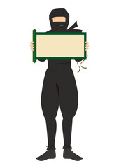 巻物を広げた忍者