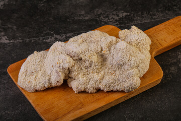 Raw meat schnitzel for roast