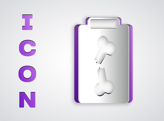 Paper cut X-ray shots icon isolated on grey background. Paper art style. Vector