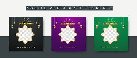 Eid Sale Modern social media post feed. Eid Sale creative vector social media post template collection. Perfect for social media post. Eid mega sale offer post
