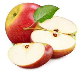 Red apple half isolated on white background