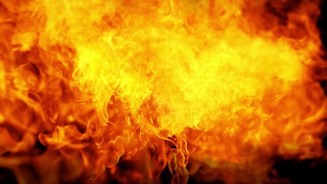 Fire in super slow motion isoélated on black, shooting with high speed cinema camera in 4K.
