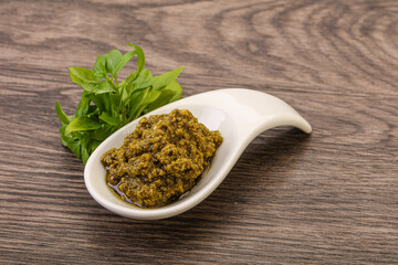 Green sauce pesto with basil