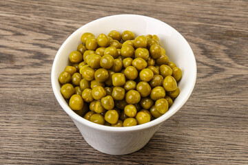 Marinated green pea in the bowl