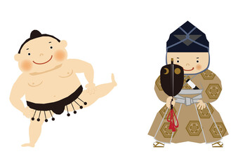 スポーツのイラスト素材。
相撲のクリップアート。
力士と行司。

