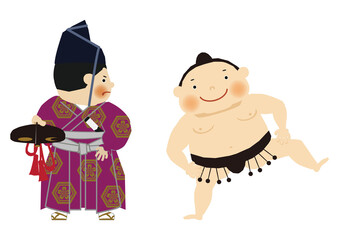 スポーツのイラスト素材 相撲のクリップアート 力士と行司 Sumo Wall Mural Su Tomoko Arakawa