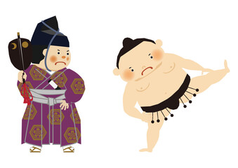 スポーツのイラスト素材 相撲のクリップアート 力士と行司 Arena Poster Are Tomoko Arakawa