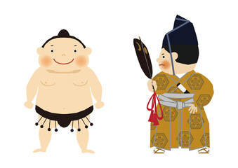 スポーツのイラスト素材。
相撲のクリップアート。
力士と行司。

