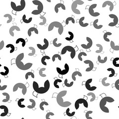 Black Chinese fortune cookie icon isolated seamless pattern on white background. Asian traditional. Vector