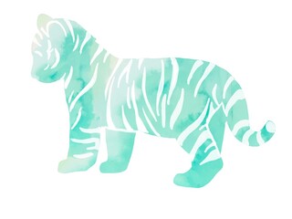 Tiger illustration watercolor 子供のトラの水彩イラスト