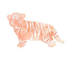 Tiger illustration watercolor 子供のトラの水彩イラスト