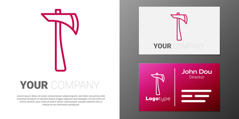 Logotype line Firefighter axe icon isolated on white background. Fire axe. Logo design template element. Vector