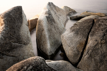 stone shore capture with long exposure