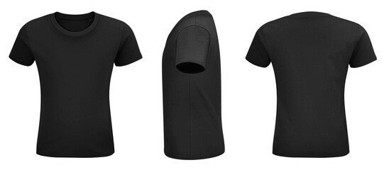 Shirt mock up set. Sport blank shirt template front and back view. Black, gray and white front design. Vector template.