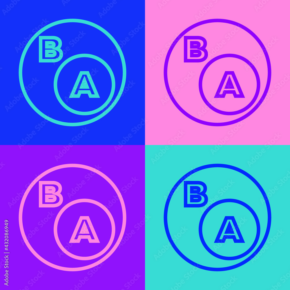 Canvas Prints Pop art line Subsets, mathematics, a is subset of b icon isolated on color background. Vector