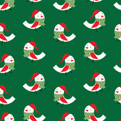 bird seamless pattern design on green color background
