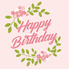 birthday greeting card with flower garland design