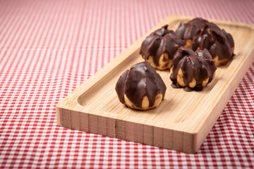 chocolate eclair on a table