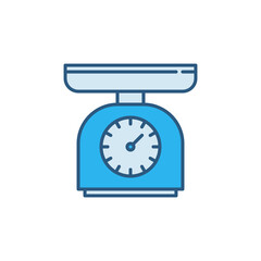 Obraz premium Kitchen Scales vector concept blue icon or logo