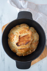 No Knead Bread in a Cast Iron Dutch Oven