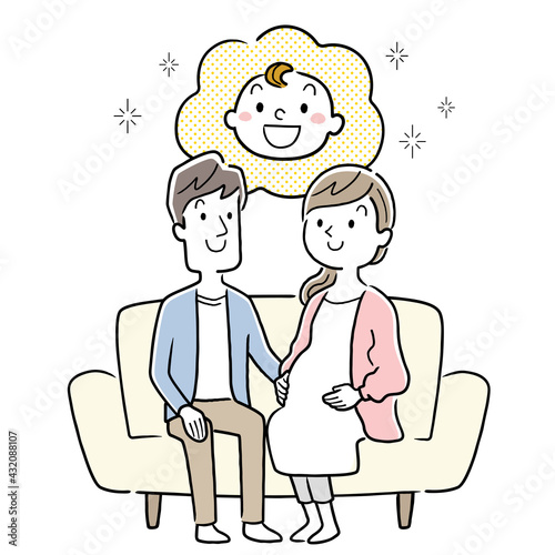 ベクターイラスト素材 ソファーに座る妊婦の妻と夫 夫婦 Wall Mural ケイーゴ K ベクターイラスト素材 ソファーに座る妊婦の妻と夫 夫婦 Wall Mural ケイーゴ K