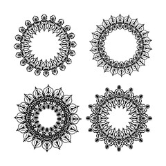 Set of Mandala Circular ornament. Isolated on white background.