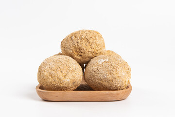 preserved eggs isolated on white background