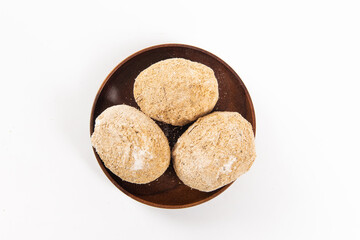 preserved eggs isolated on white background