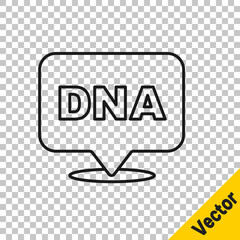 Black line DNA symbol icon isolated on transparent background. Vector