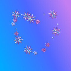 Blue and Pink Petal Vector Blue Background. Color