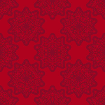 Burgundy seamless pattern with ornament. Good for murals, textiles, postcards and prints. Vector illustration.