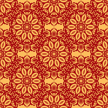 Chinese seamless pattern with ornament with red and gold color. Good for clothing, textiles, backgrounds and prints.