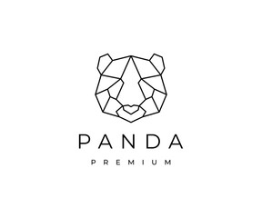 Geometric Line Art Style of Panda logo design vector illustration