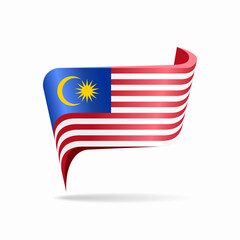Malaysian flag map pointer layout. Vector illustration.