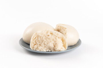 Chinese food steamed buns isolated on white background