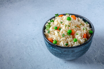 Rice with vegetables and copy space
